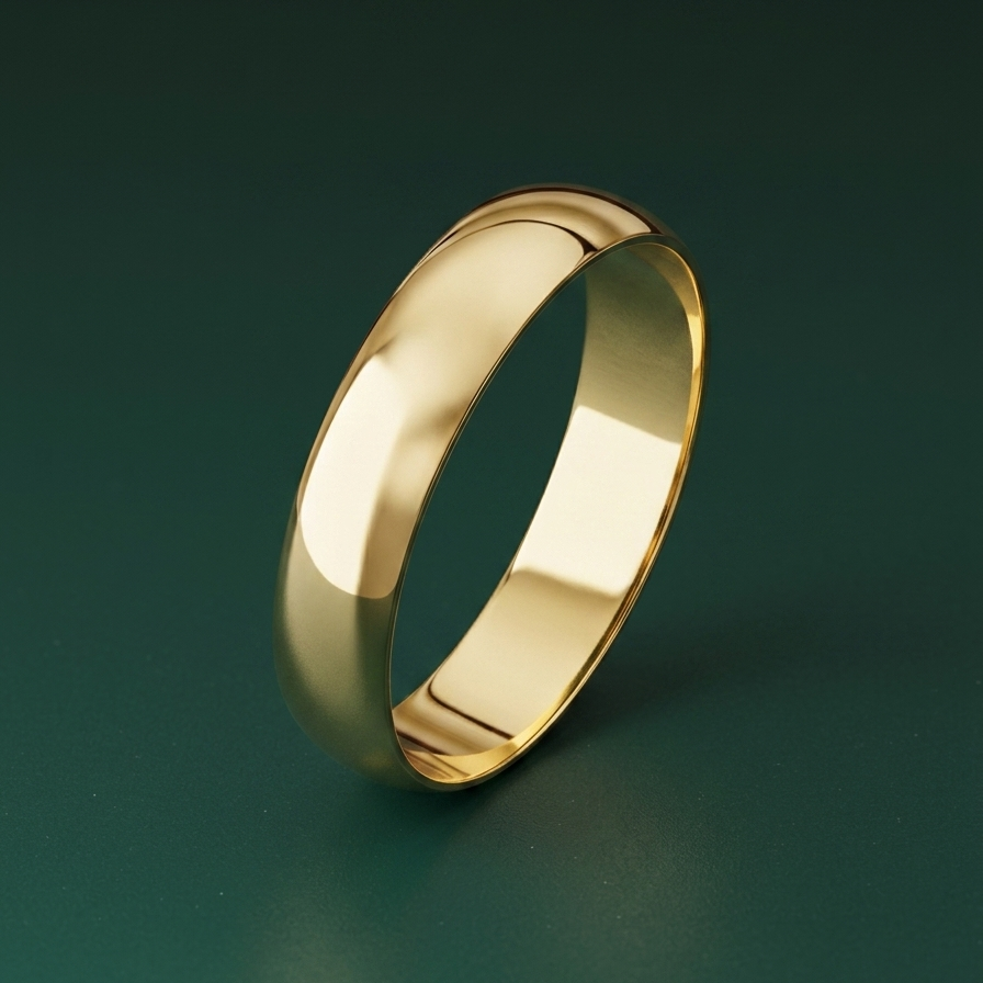 9ct Yellow Gold Light D Shape 4mm Wedding Ring