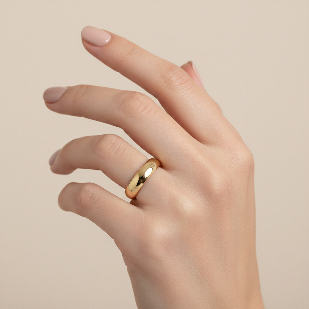 9ct Yellow Gold Light D Shape 4mm Wedding Ring