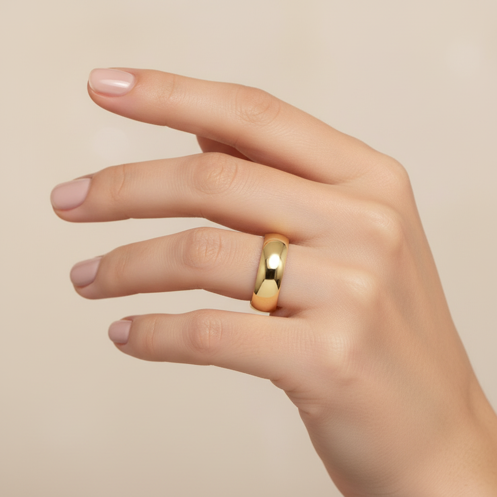 18ct Yellow Gold Light D 6mm Wedding Ring