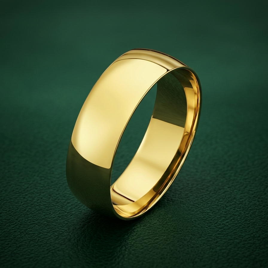 9ct Yellow Gold Heavy Court Shape 6mm Wedding Ring