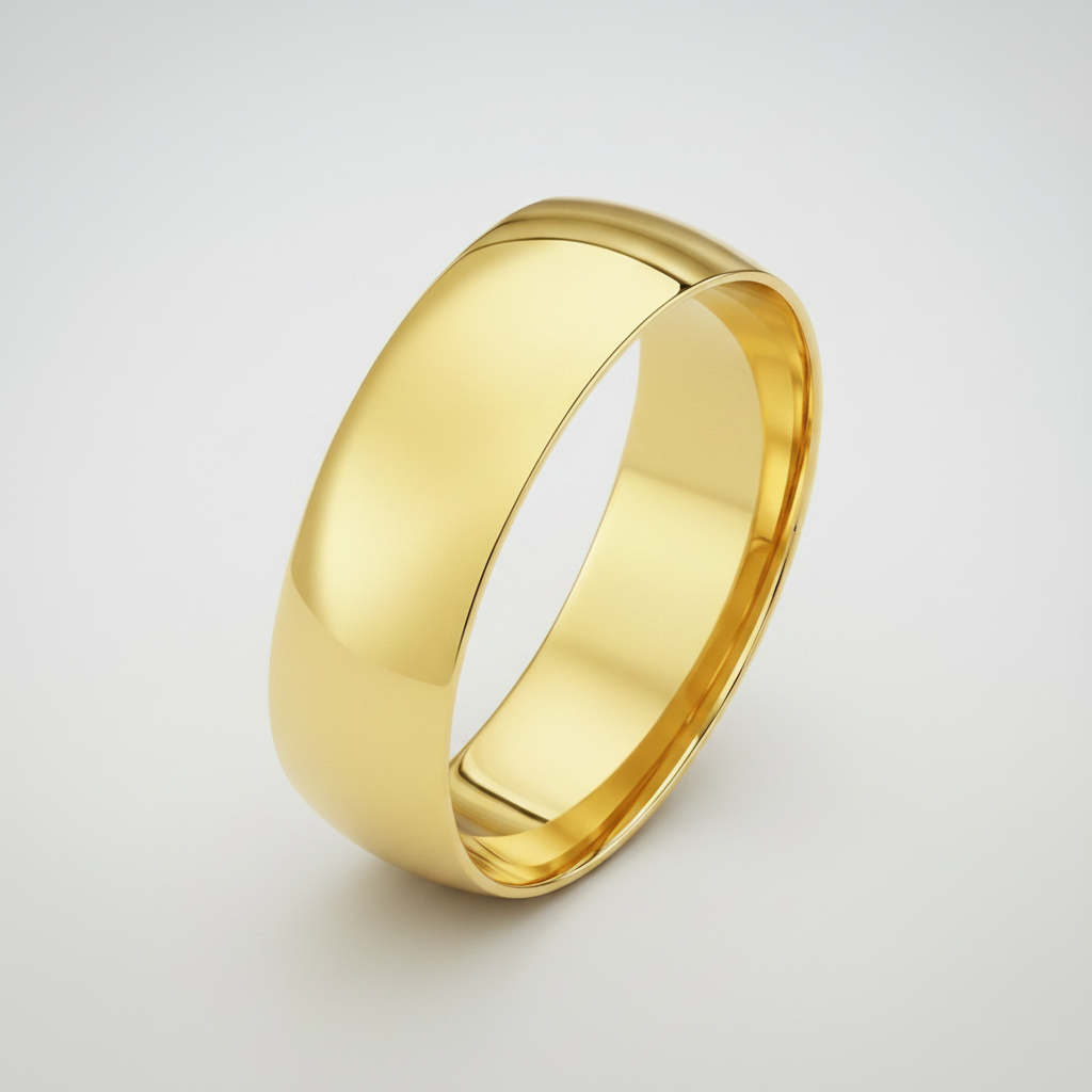 9ct Yellow Gold Heavy Court Shape 6mm Wedding Ring