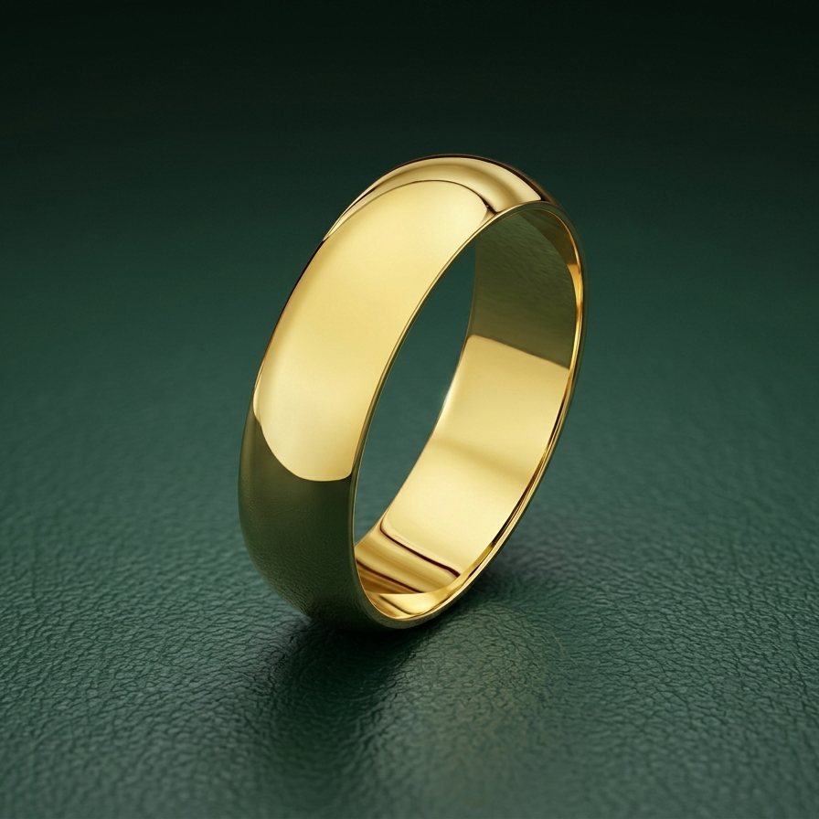 9ct Yellow Gold Heavy D Shape 5mm Wedding Ring