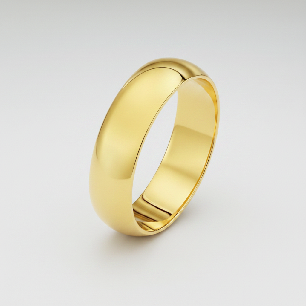 9ct Yellow Gold Heavy D Shape 5mm Wedding Ring