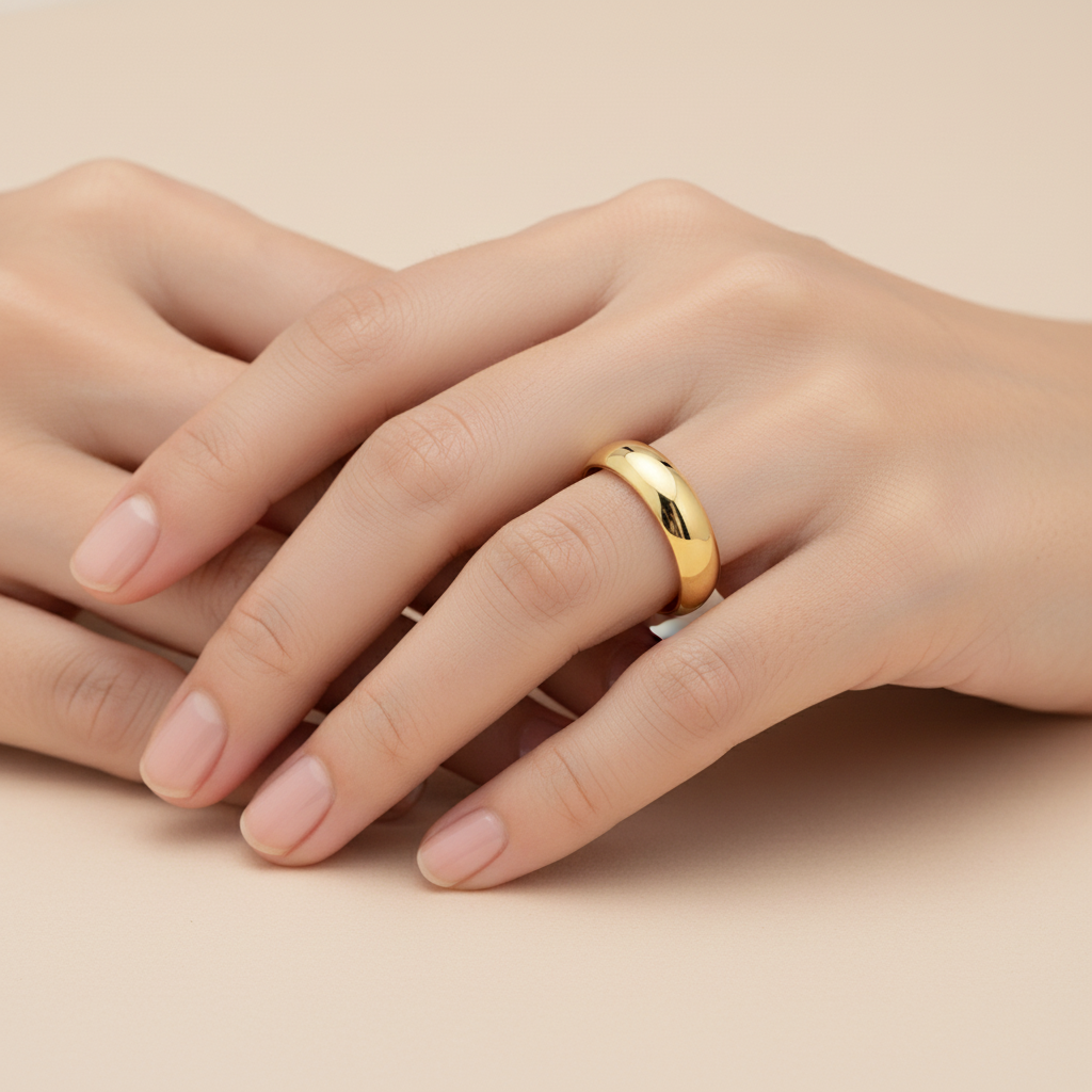 9ct Yellow Gold Heavy D Shape 5mm Wedding Ring