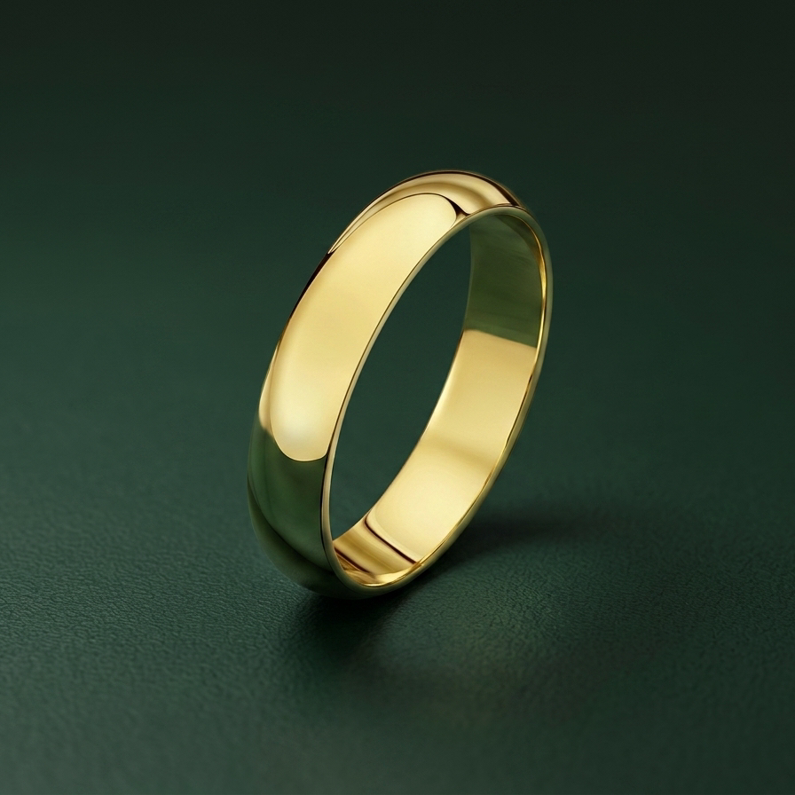 9ct Yellow Gold Heavy D Shape 4mm Wedding Ring