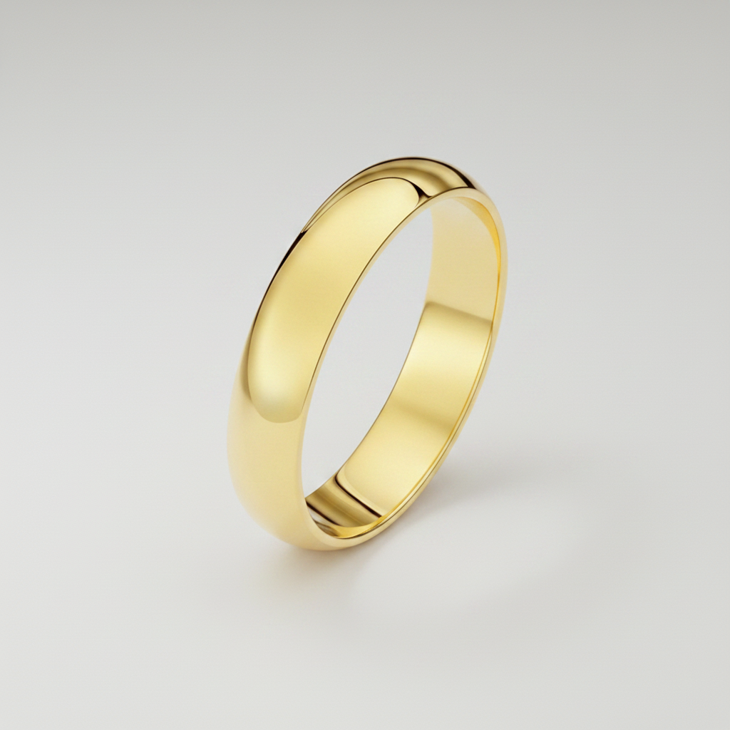 9ct Yellow Gold Heavy D Shape 4mm Wedding Ring