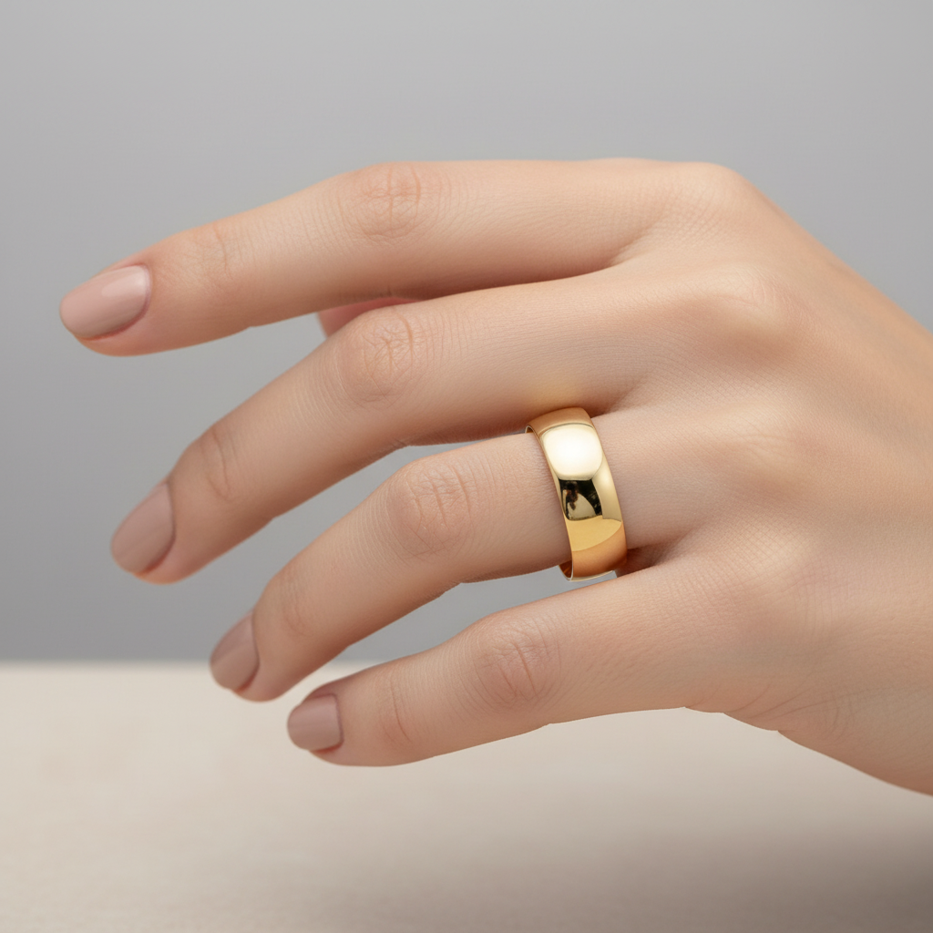 9ct Yellow Gold Light D Shape 7mm Wedding Ring