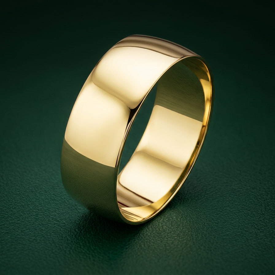 9ct Yellow Gold Light D Shape 7mm Wedding Ring