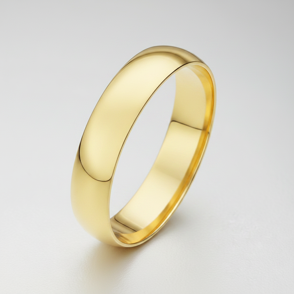 9ct Yellow Gold Light Court Shape 4mm Wedding Ring