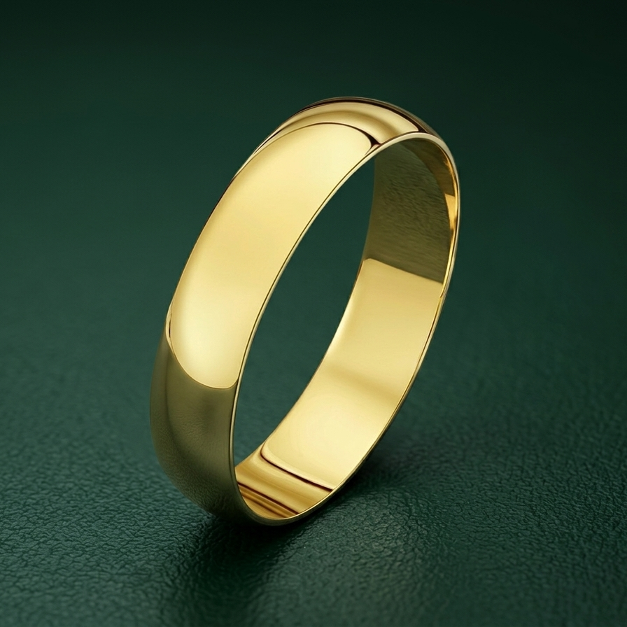 9ct Yellow Gold Light Court Shape 4mm Wedding Ring