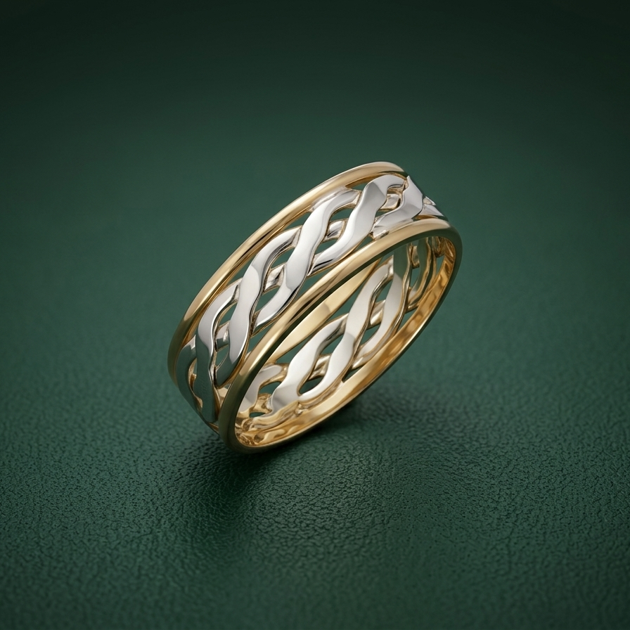 9ct White & Yellow Gold 6mm Celtic Wedding Ring