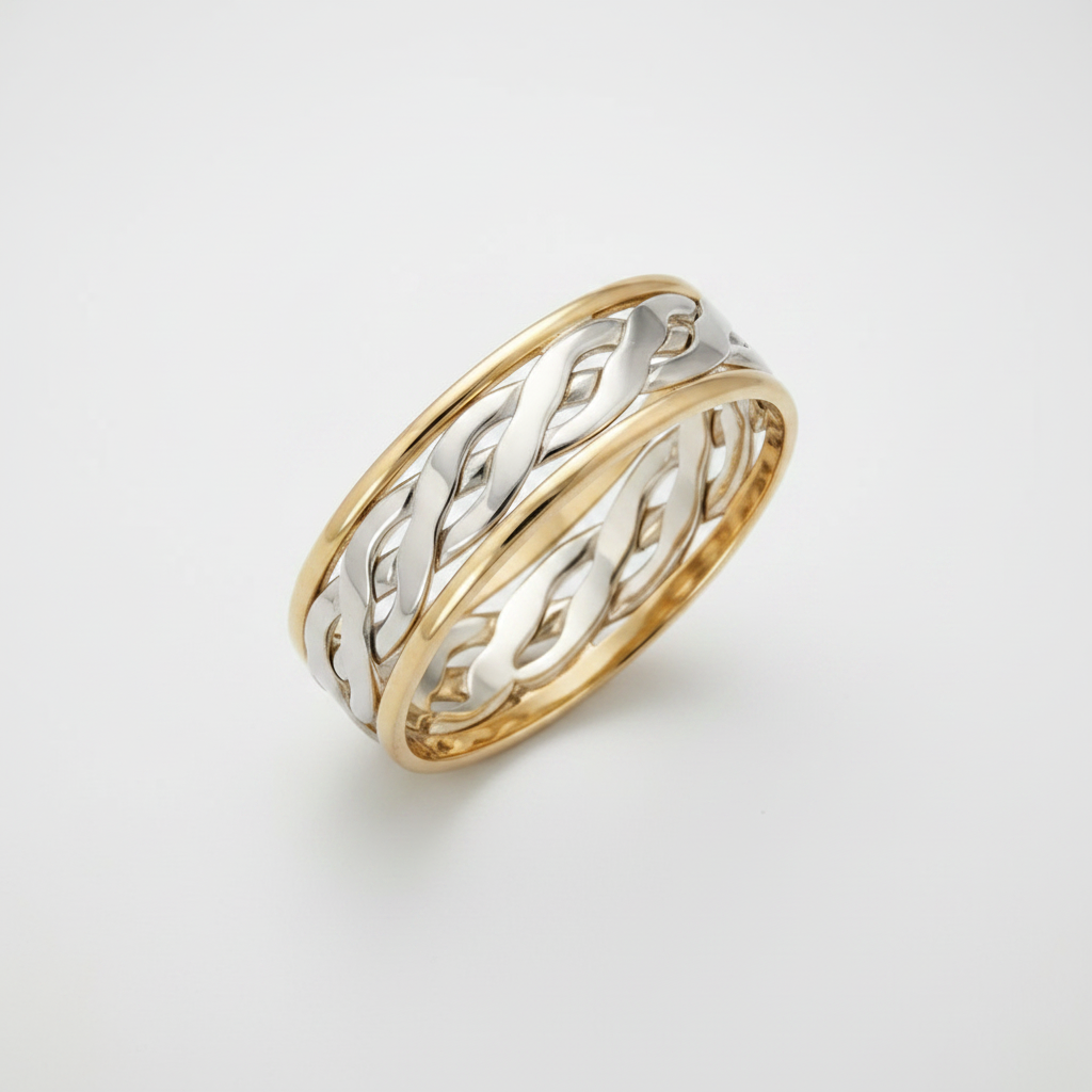 9ct White & Yellow Gold 6mm Celtic Wedding Ring