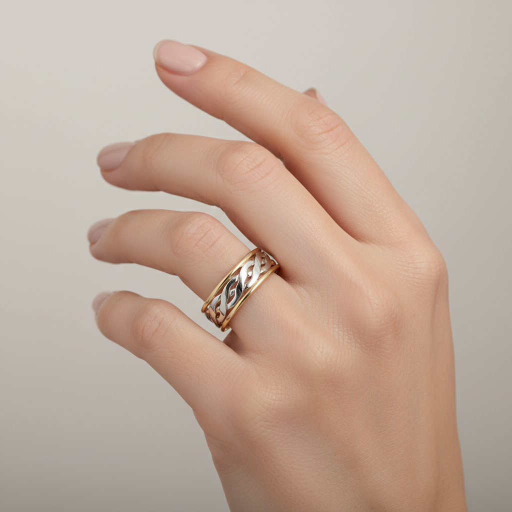 9ct White & Yellow Gold 6mm Celtic Wedding Ring