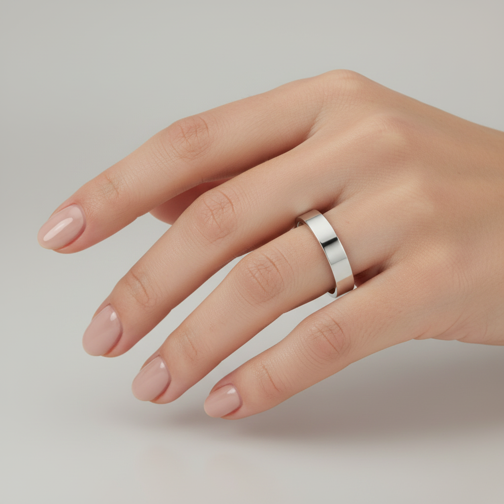 9ct White Gold Heavy Flat Shape 3mm Wedding Ring