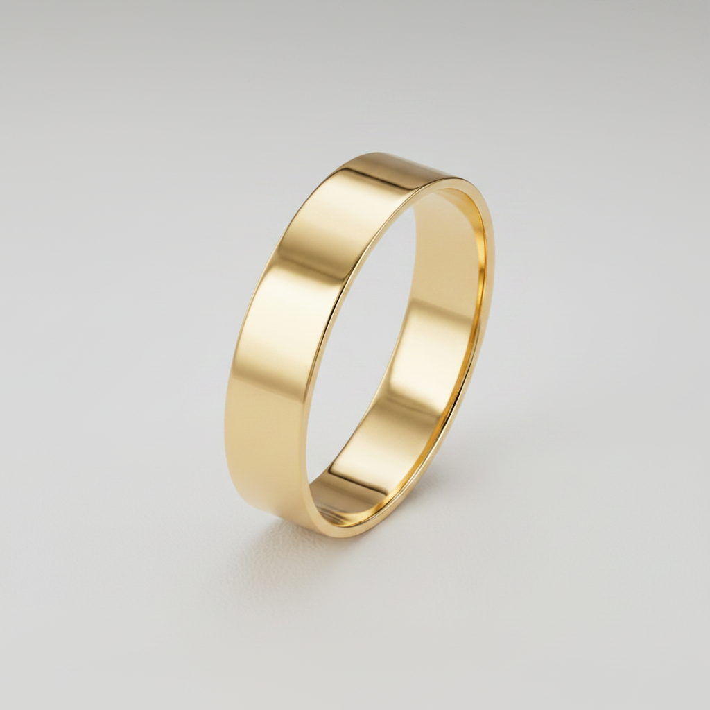 18ct Yellow Gold Heavy Flat 5mm Wedding Ring