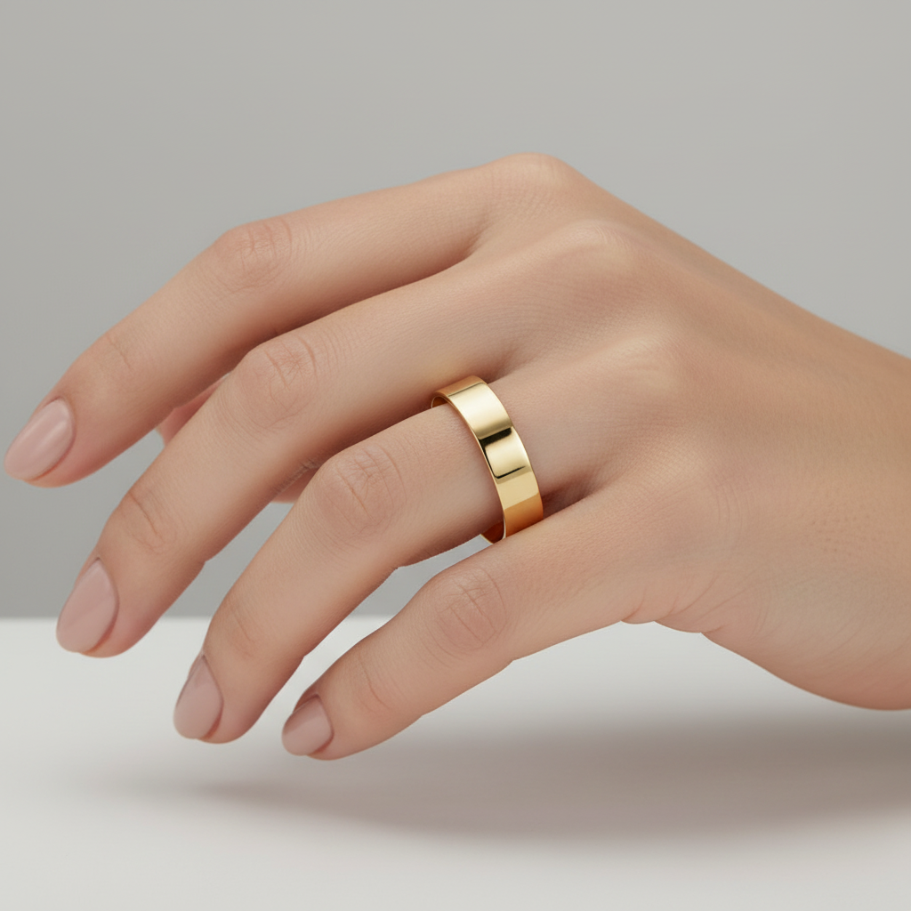 18ct Yellow Gold Heavy Flat 5mm Wedding Ring