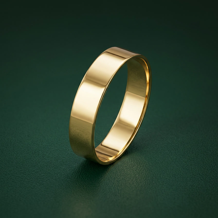 18ct Yellow Gold Heavy Flat 5mm Wedding Ring