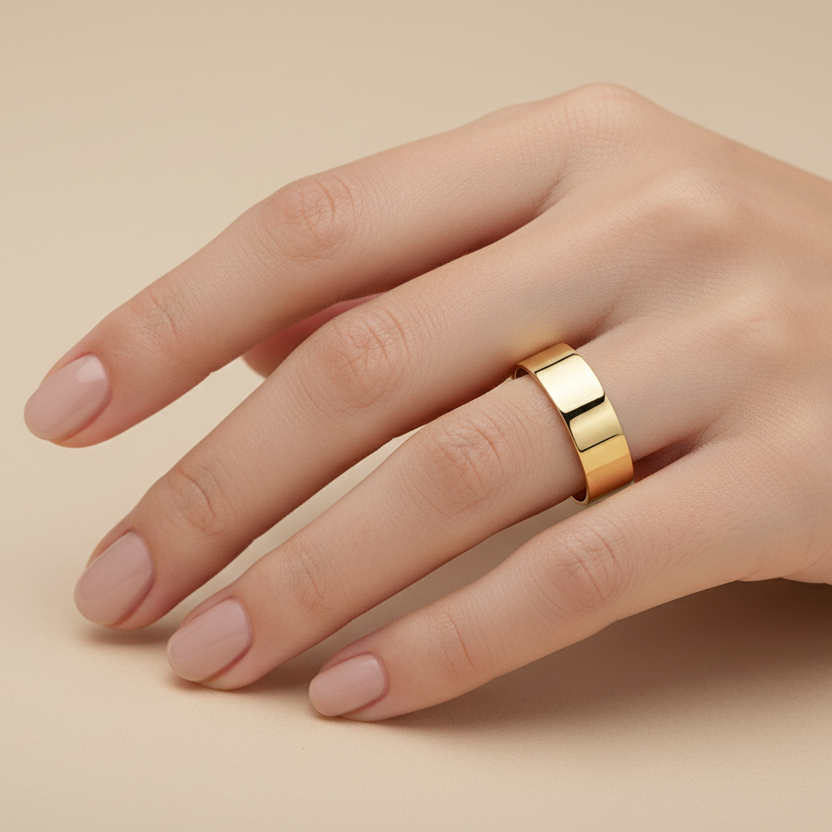 9ct Yellow Gold Light Flat Shape 6mm Wedding Ring