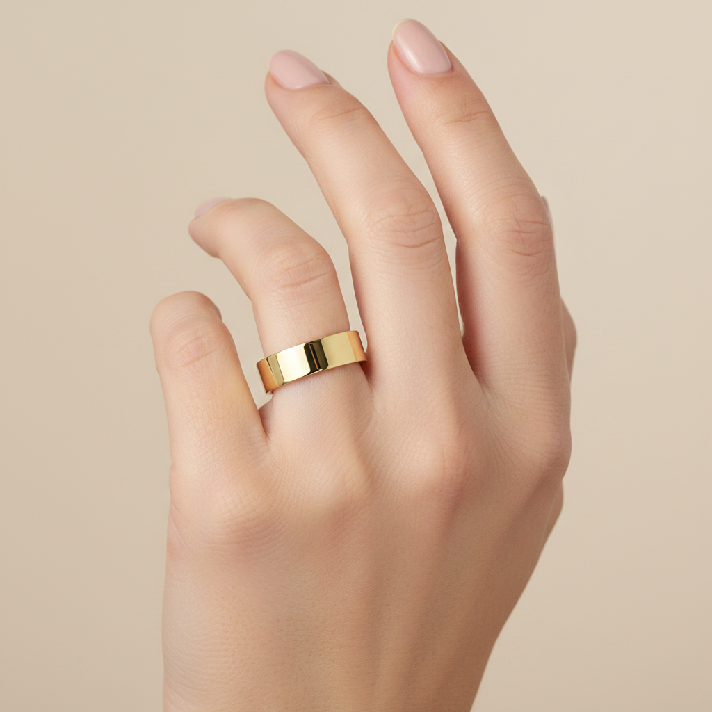 18ct Yellow Gold Light Flat 6mm Wedding Ring