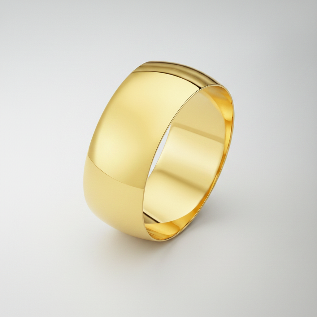 9ct Yellow Gold Light D Shape 8mm Wedding Ring