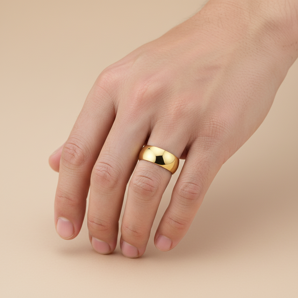 9ct Yellow Gold Heavy Court Shape 7mm Wedding Ring