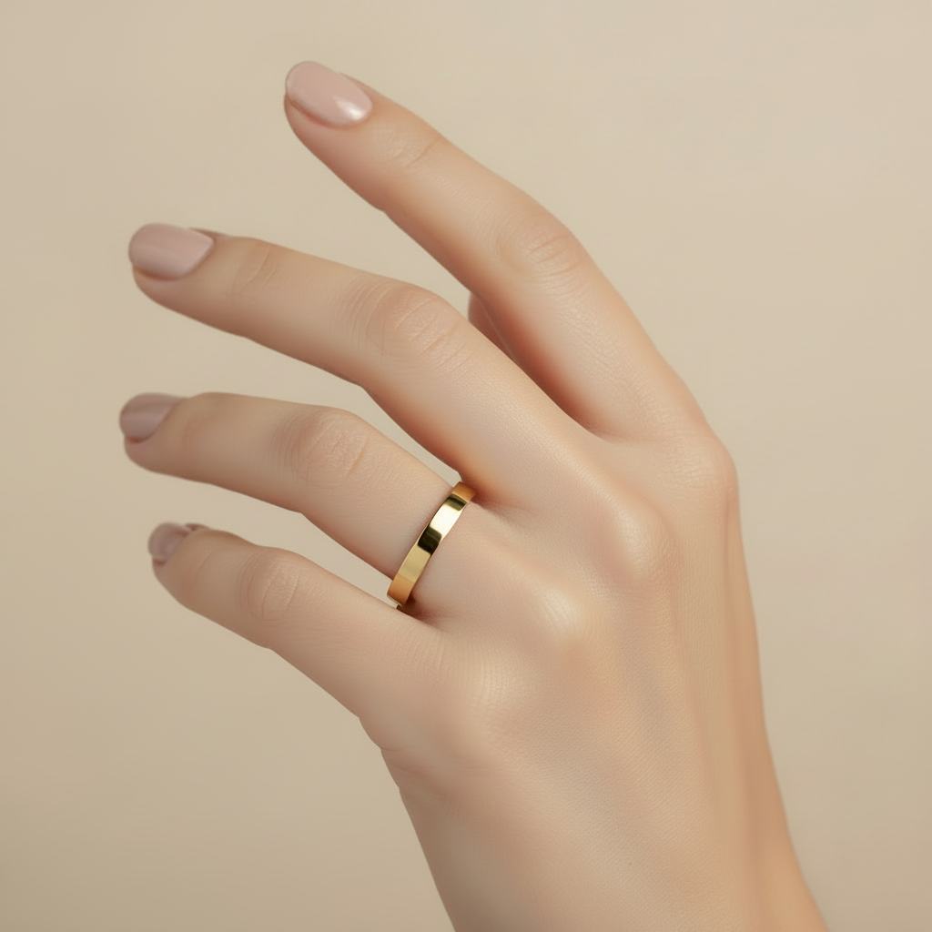 9ct Yellow Gold Light Flat Court Shape 3mm Wedding Ring