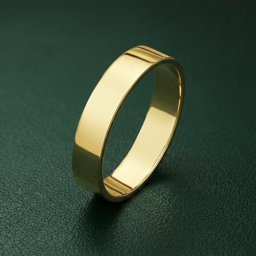 9ct Yellow Gold Light Flat Court Shape 4mm Wedding Ring