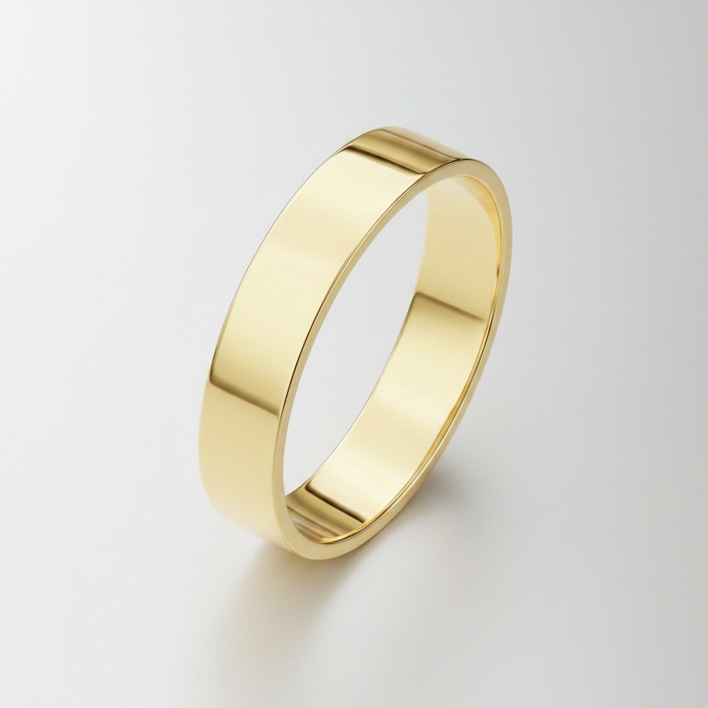 9ct Yellow Gold Light Flat Court Shape 4mm Wedding Ring