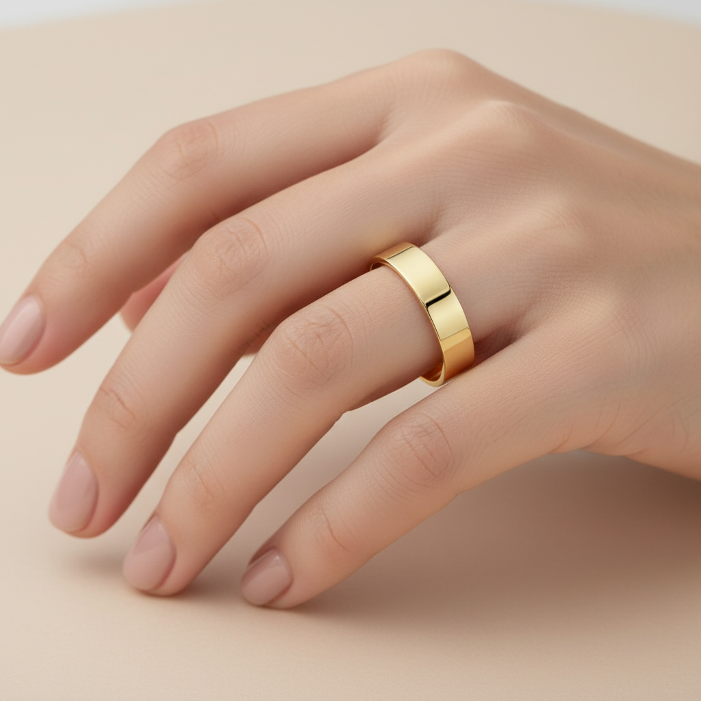 18ct Yellow Gold Heavy Flat 4mm Wedding Ring