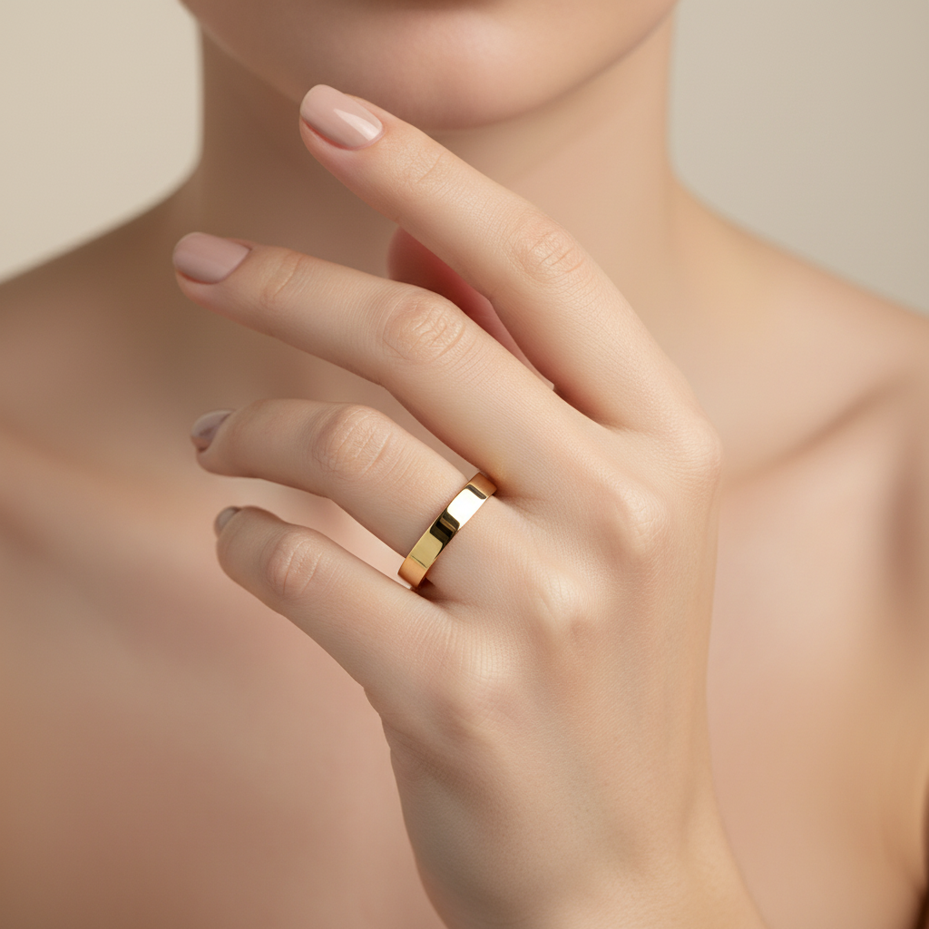 18ct Yellow Gold Heavy Flat 3mm Wedding Ring