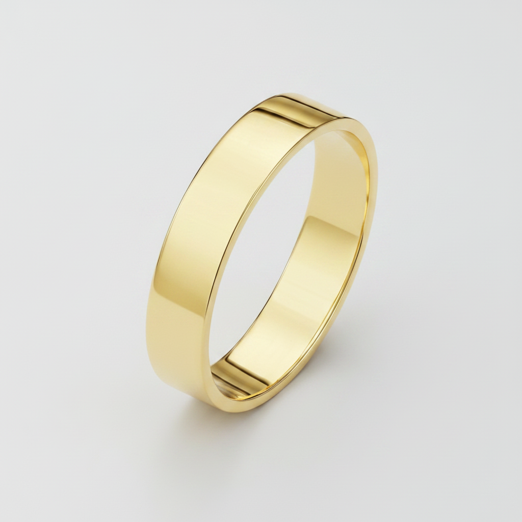 18ct Yellow Gold Heavy Flat 4mm Wedding Ring