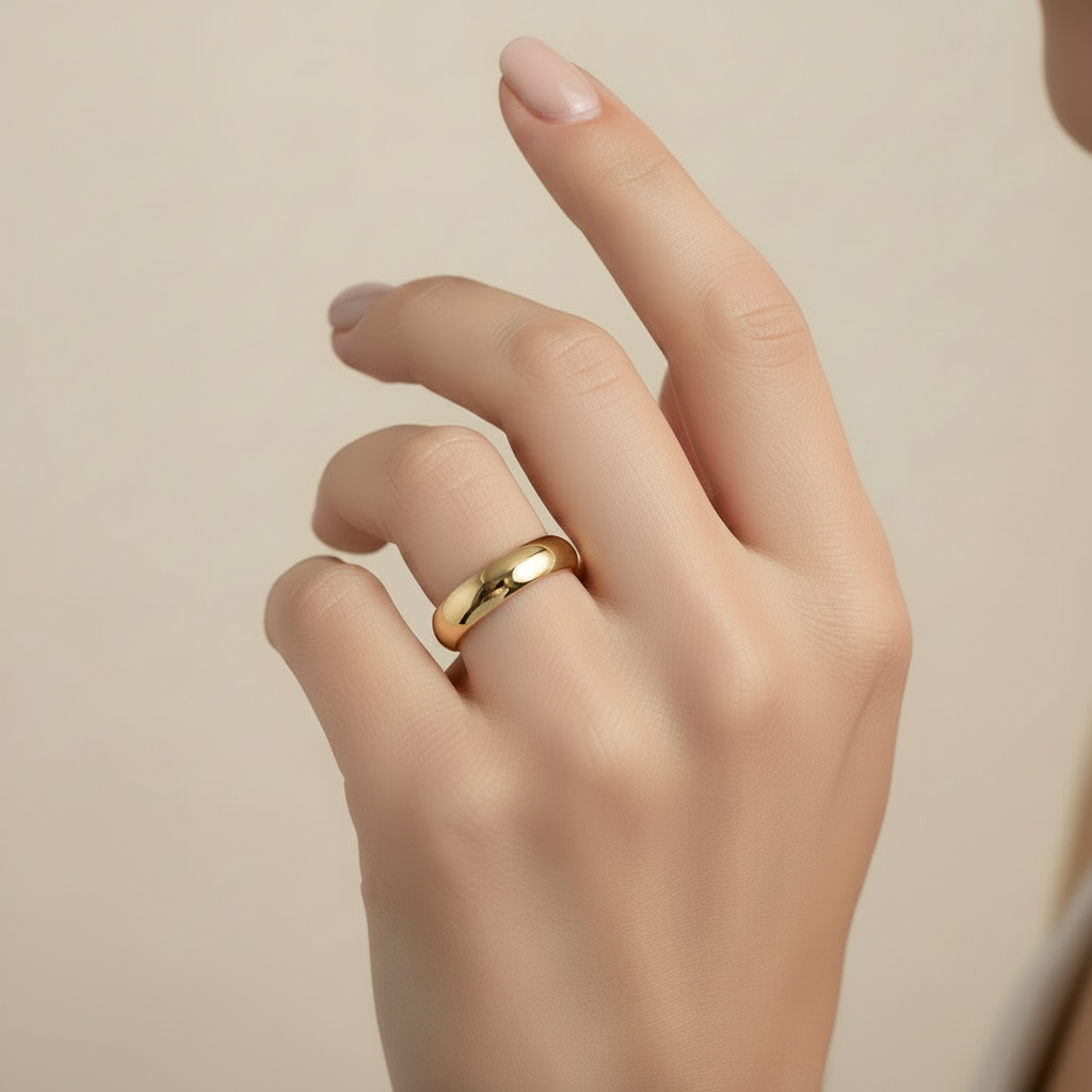 18ct Yellow Gold Heavy D 4mm Wedding Ring