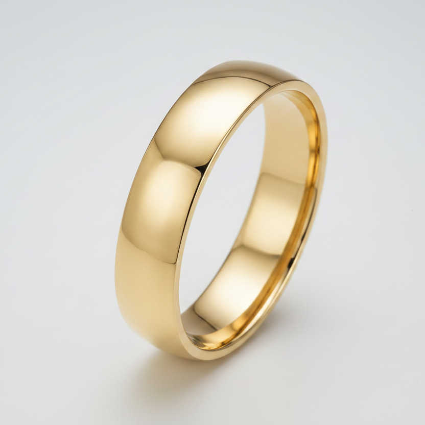 9ct Yellow Gold Light Court Shape 5mm Wedding Ring