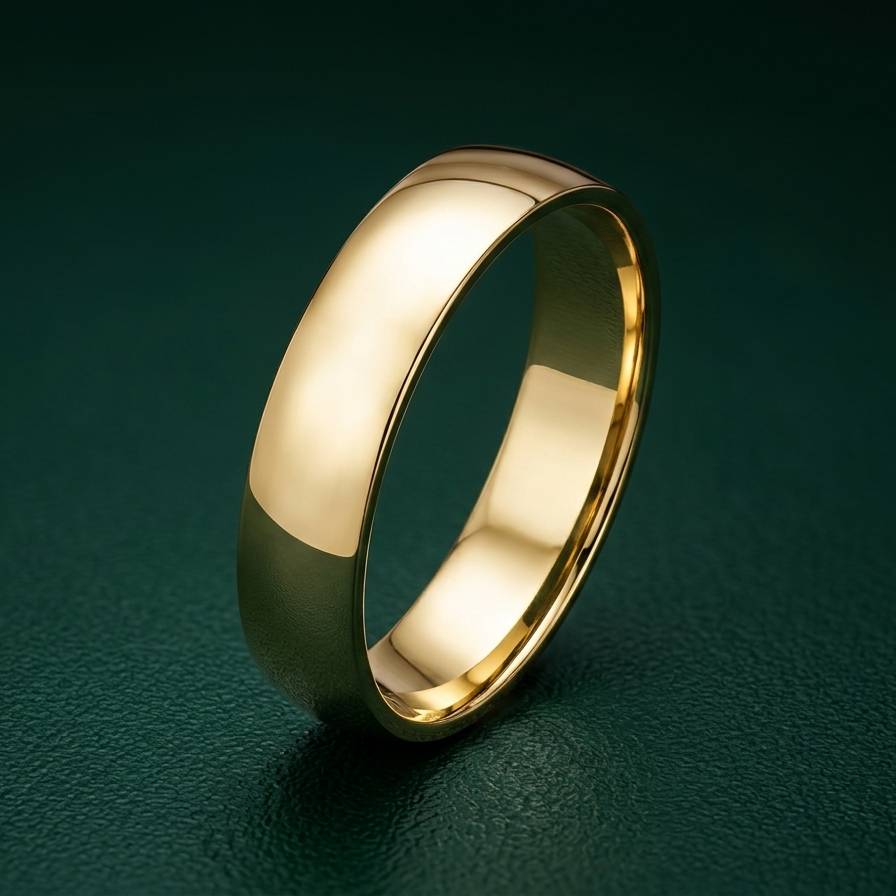 9ct Yellow Gold Light Court Shape 5mm Wedding Ring