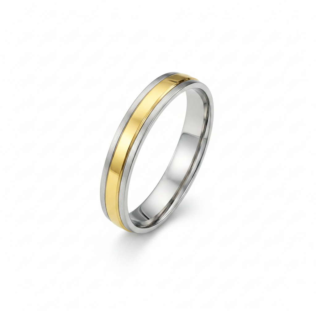 9ct White & Yellow Gold Court Shape 4mm Wedding Ring
