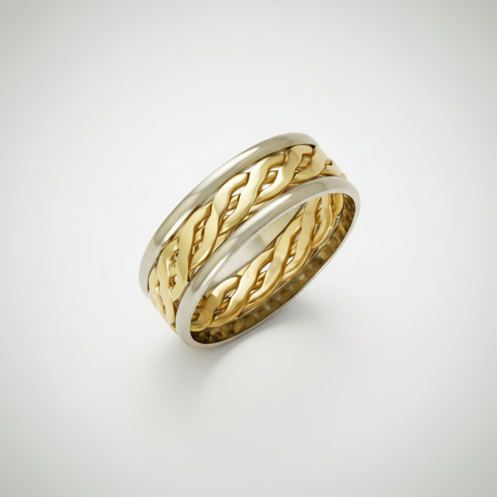9ct White & Yellow Gold 7mm Celtic Wedding Ring
