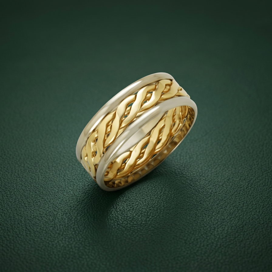 9ct White & Yellow Gold 7mm Celtic Wedding Ring