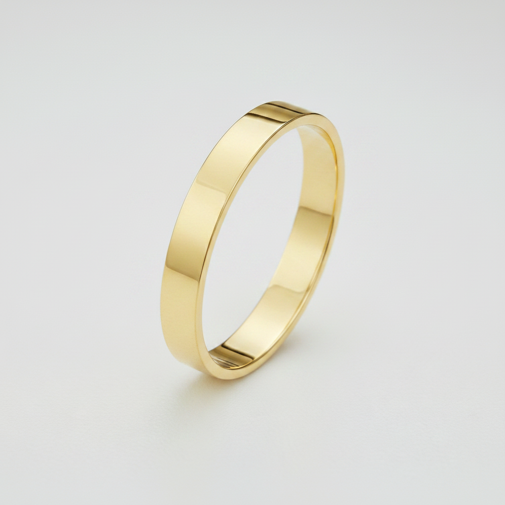 9ct Yellow Gold Light Flat Court Shape 3mm Wedding Ring