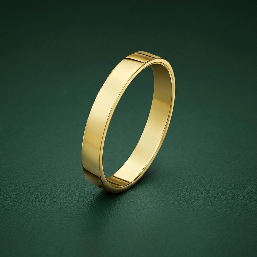 9ct Yellow Gold Light Flat Court Shape 3mm Wedding Ring