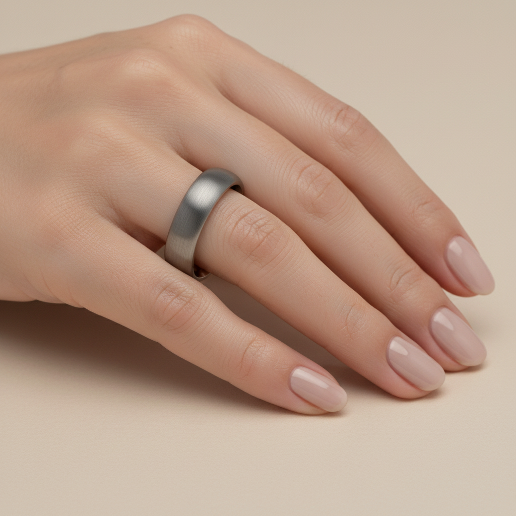 Titanium Matt  5mm Court Shape Wedding Ring