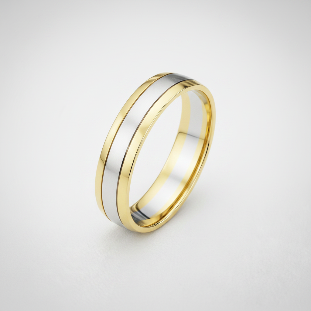 9ct White & Yellow Gold Court Shape 5mm Wedding Ring
