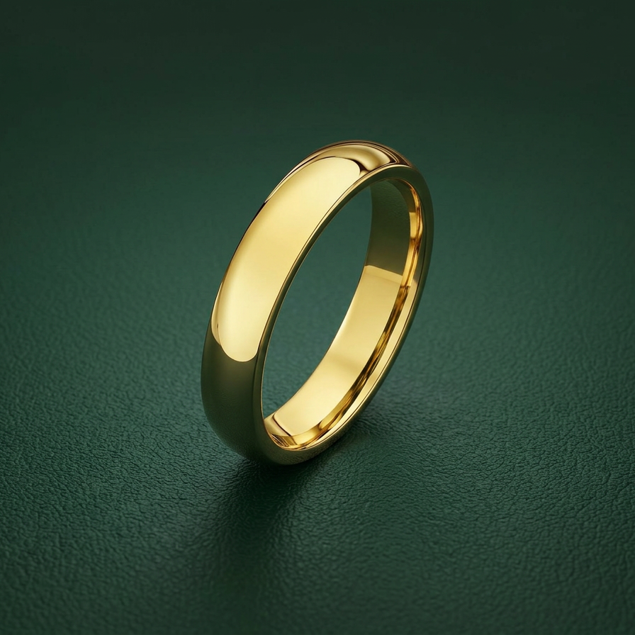 18ct Yellow Gold Light Court Shape 4mm Wedding Ring