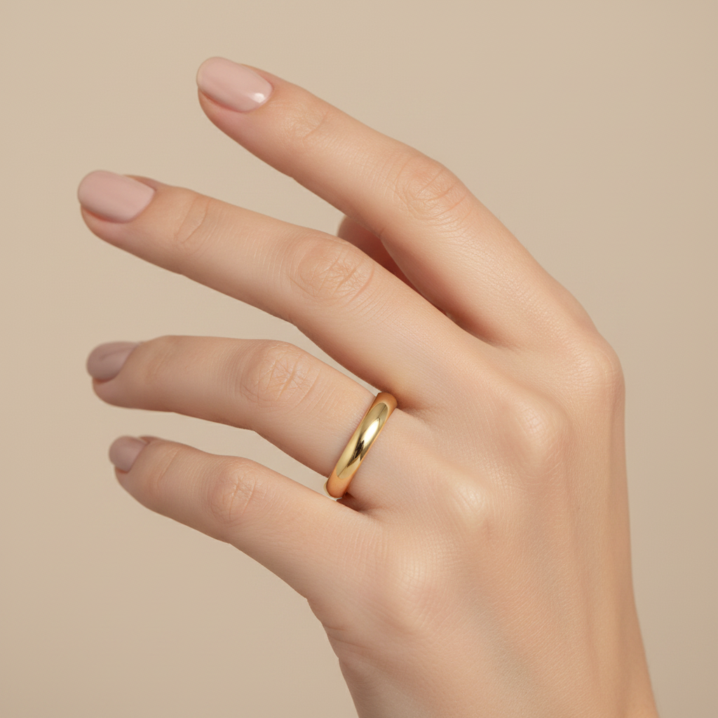 9ct Yellow Gold Heavy Court Shape 3mm Wedding Ring