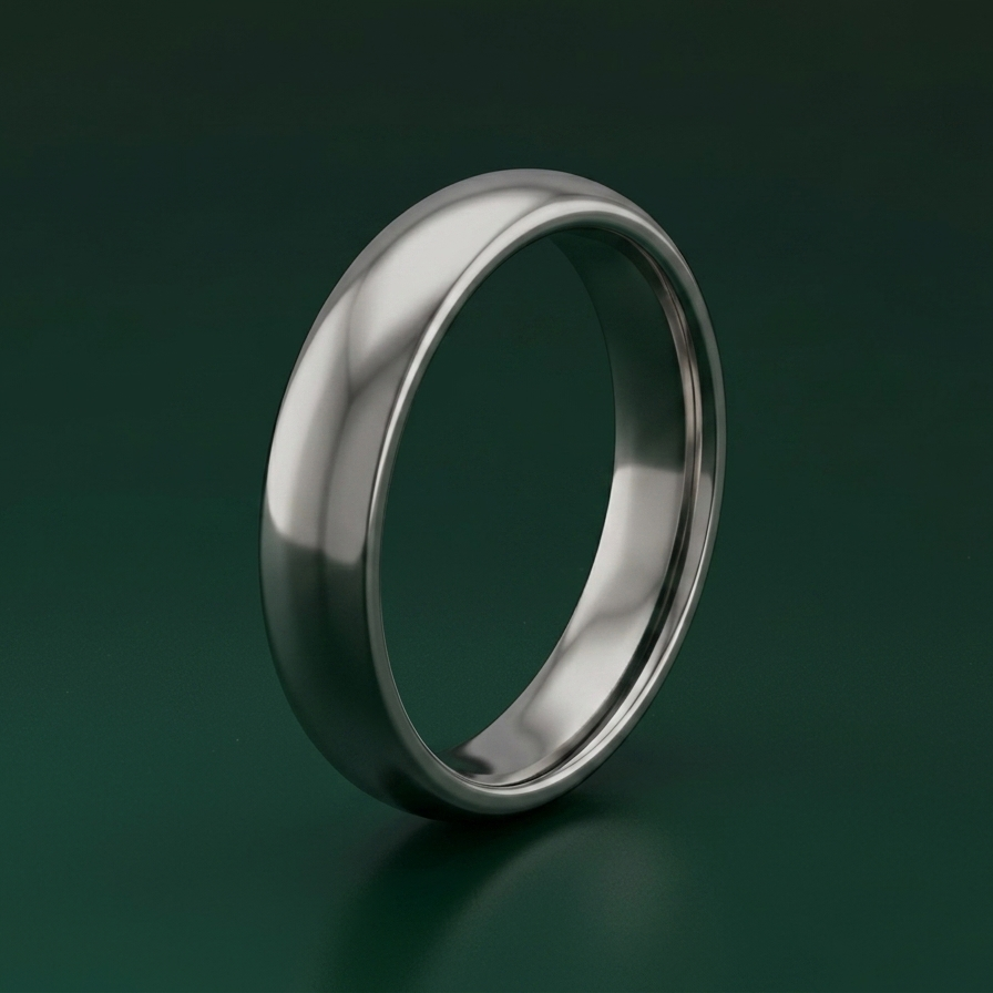 Titanium Court Shape with a Polished Finish 4mm Wedding Ring