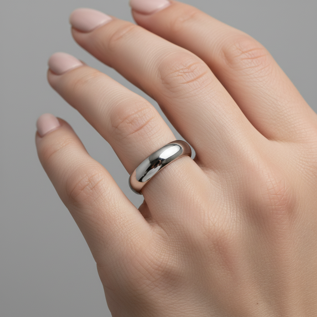 Titanium Court Shape with a Polished Finish 4mm Wedding Ring