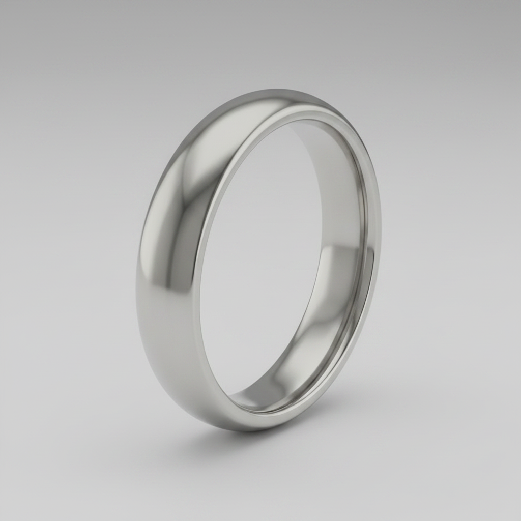 Titanium Court Shape with a Polished Finish 4mm Wedding Ring