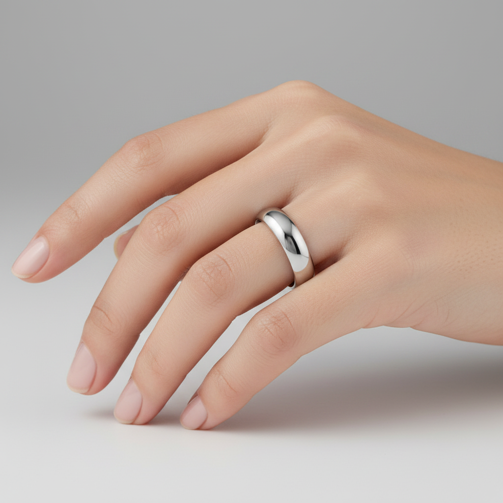 Titanium Polished 6mm Court Shape Wedding Ring