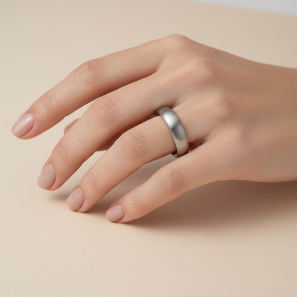 Titanium Matt 4mm Court Shape Wedding Ring