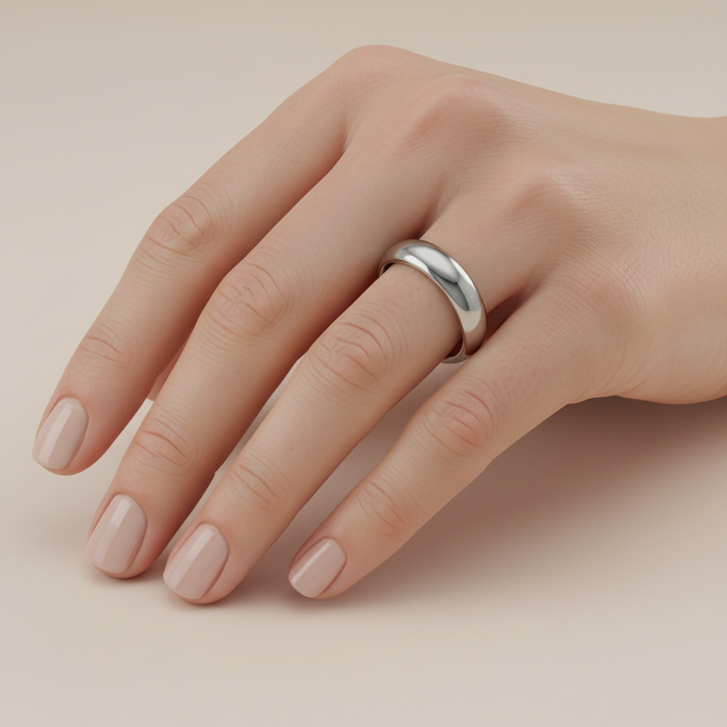 Titanium Polished 5mm Court Shape Wedding Ring