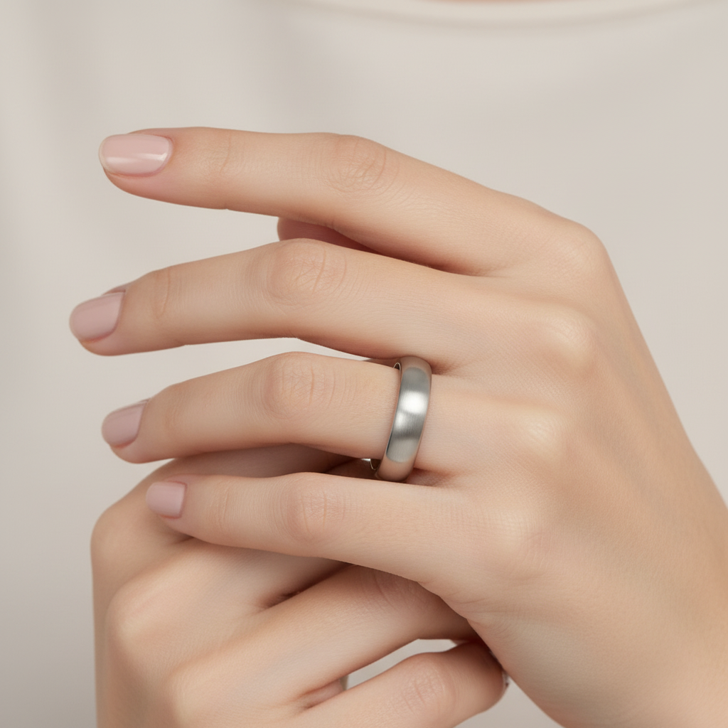 Titanium Polished 7mm Court Shape Wedding Ring